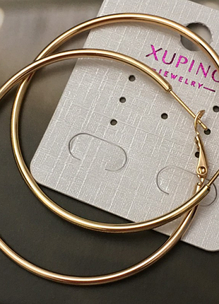 Серьги-кольца позолоченные, медзолото, медсплав, серьги конго, позолота