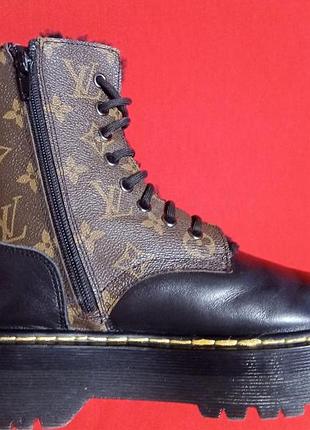 Женские ботинки dr. martens jadon smooth leather platform boots с мехом, размер 40, стелька 25 см