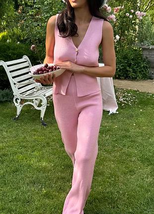 Вязаный костюм топ жилет жилетка и брюки штаны хлопок