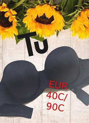 🌹🌹tu eur 40c/90с бюстгальтер поролон кісточка без шлейок силікон чорний🌹🌹