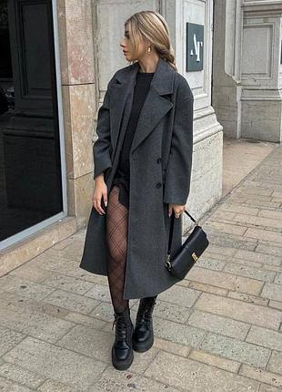 Хит ⚡ снова в продаже 🤩 кашемировое пальто цвета графит 💥 люкс качество❤️ кашемир меланж