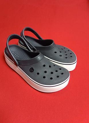 Crocs crocband platform black/white арт. 205434 / крокс на платформі жіночі, розмір w 8, довжина устілки 23.5 см, виробник в'єтнам