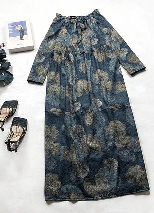 Роскошное плотное ярусное платье черно-синего цвета dark navy.