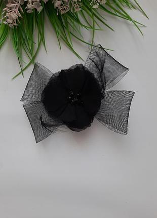 Стильна  заколка чорний бант квітка