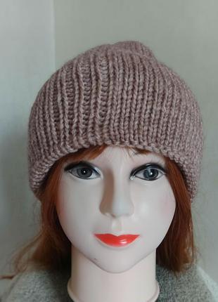 Шапка в'язана з відворотом розмір 56 см (мод41)