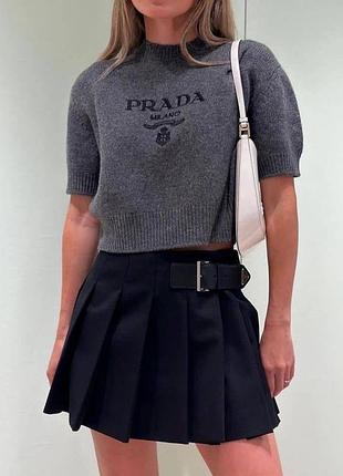 Футболка вовняна тепла укорочений светр сірий американка milano