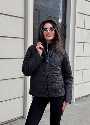 Жіноча повсякденна класична укорочена курта весняна осіння тканина стьобана та звичайна плащівка емі синтепон 150