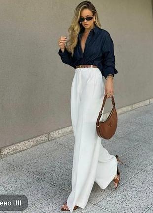 Брюки палаццо молочного цвета