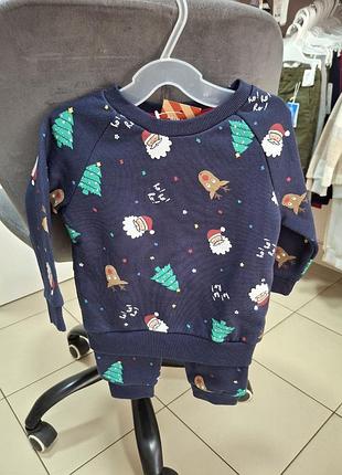 Новый детский костюм для мальчика, утепленный флисом 80 размер, primark