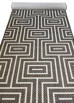 Безворсовая ковровая дорожка на резиновой основе ширина 2.0 м flex лабиринт какао 19728/m91