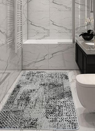 Коврик 60х110 см безворсовый серый на резиновой основе универсальный, для кухни, ванной flex потертый 19197/08