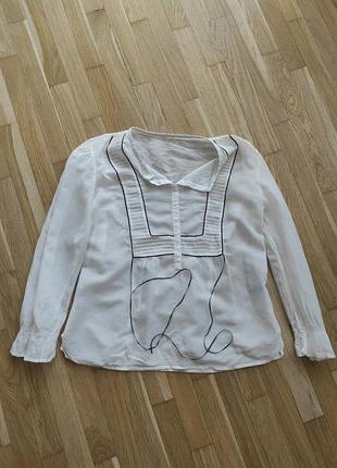 Блуза из хлопка и шелка черно-белая