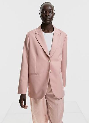 Однобортний блейзер пудрово-рожевий h&m розмір s