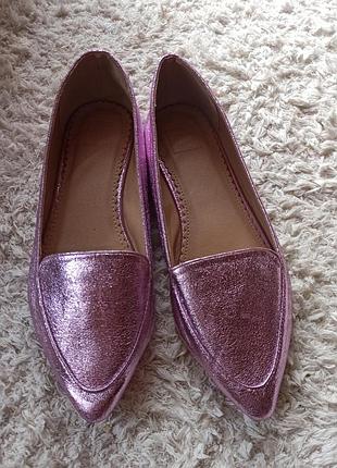 Женские винтажные туфли балетки с блестками