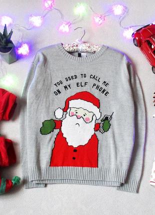 Новогодний,рождественский свитер с дедом морозом, размер 38(10)/40(12)1 фото