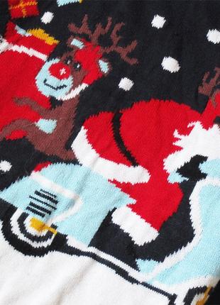 Новогодний,рождественский свитер с сантой и оленем на скутере)),размер м/l4 фото