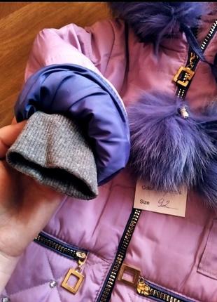 Детский зимний комбинезон, курточка+штаны, натуральный мех, 104 размер2 фото