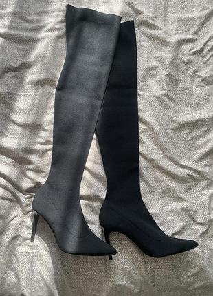Довгі чоботи панчохи, розмір 37, колір чорний