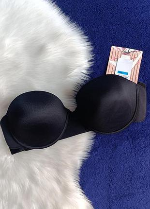 Бюстгальтер бра балконет бандо без бретелек черный оригинальный пуш-ап 36с 80с