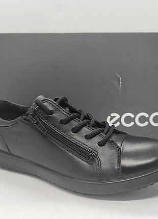 Стильні шкіряні чорні кеди напівчеревики кросівки ecco elli оригінал