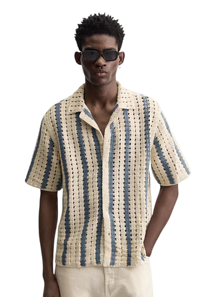 В'язана гачком сорочка zara чоловіча фактура в сині полоси