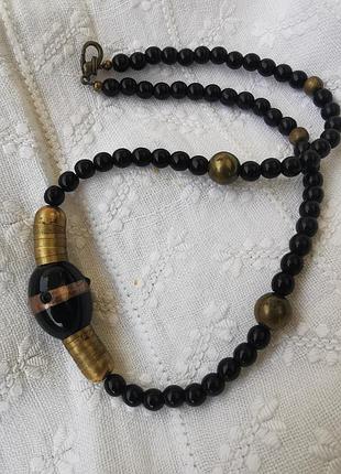 Намисто вінтажне чорного скла