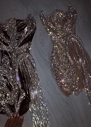 Люкс роскошное платье камни вечернее день рождение выпускной черное нюд беж красное