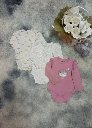 Набор боди бодиков с длинным рукавом девочке на 12-18 мес
