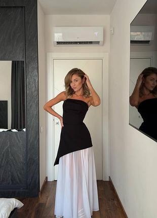 Костюм спідниця топ корсетом спідниця міді