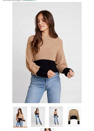 Вязаный двухцветрый свитер m