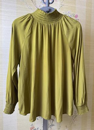 Элегантная шелковистая блузка топ оливкового цвета chicos 🇺🇸
