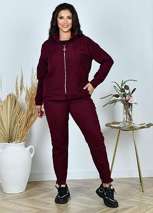 Женский вельветовый брючный костюм на молнии