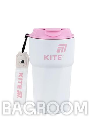 Термокружка kite k25-1220-3, 450 мл, біло-рожева