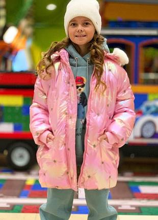 Зимова куртка для дівчинки корона / рожевий