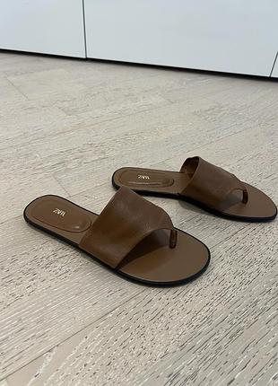 Жіночі шльопанці zara коричневі