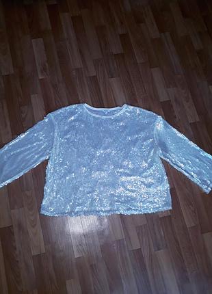 Блуза simply be белая в пайетках