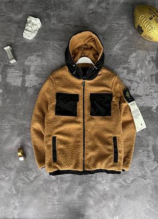 Стильна куртка тедді-плюш stone island