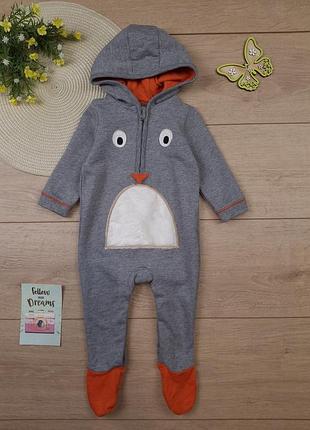Детский комбинезон 3-6 мес george пингвин человечек комбинезончик с капюшоном для мальчика