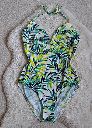 Суцільний купальник в пальмовий принт