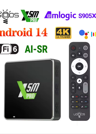 Тв-приставка ugoos x5m pro на базі android 14, медіаплеєр.