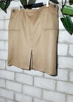 Теплая юбка с ворсом цвет camel