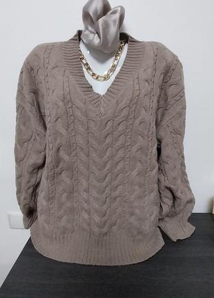 Красивый свитер в косы мягкий и теплый