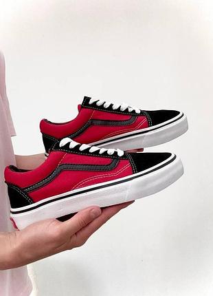Женские кеды vans old skool black red, арт v_4400f