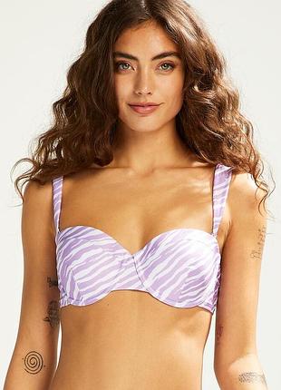 Верх від купальника ліф зебра принт ліловий велика чашка бандо