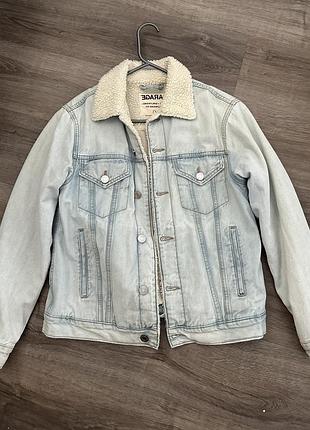 Жіноча джинсова брендова куртка утеплена garage, розмір “s”