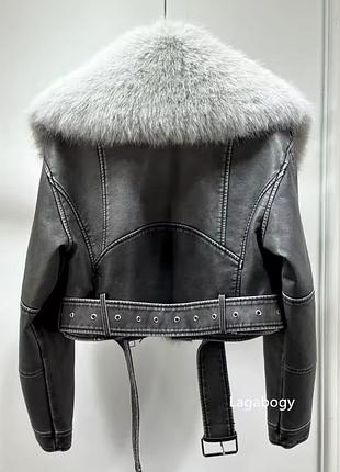 Куртка косуха жіноча, коротка з хутром