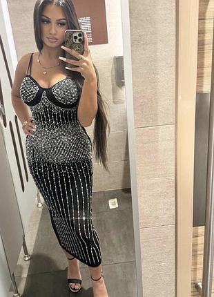 Платье 2 в 1 с боди из страз