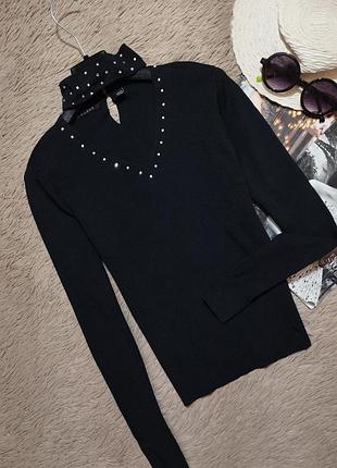 Гарний джемпер з чокером та стразами/кофта/ лонгслів