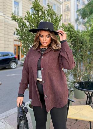 Женская вельветовая рубашка до 62 размера
