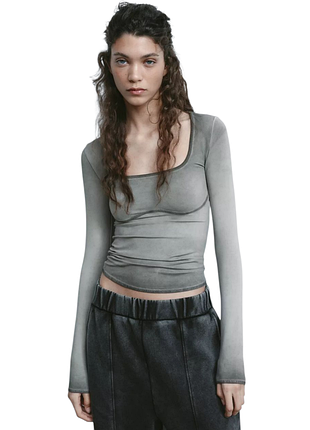 Женская вареная полиамидная футболка zara серый размер s